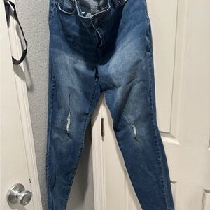 YMI Women’s Distressed Blue Skinny Jeans